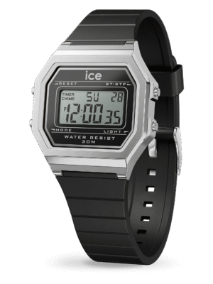 022735 ICE digit retro - Metal silver mirror - Black (Small)
