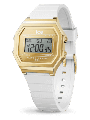 022733 ICE digit retro - Metal gold mirror - White (Small)