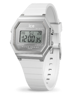 022734 ICE digit retro - Metal silver mirror - White (Small)